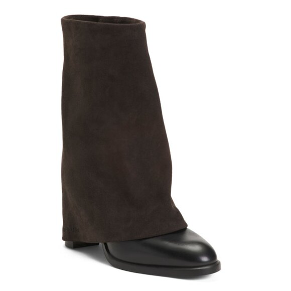 SEE BY CHLOE Black Made In Spain Leather And Suede Fold Over Mid Shaft Boots - Picture 1 of 2